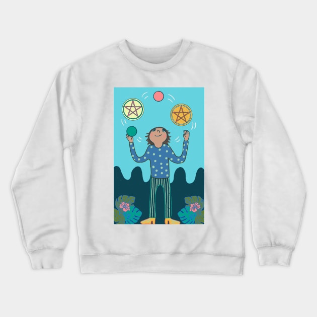 Two of Pentacles Crewneck Sweatshirt by BeautyInDestruction